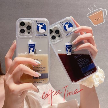 【SQ20】Lucky Coffee ❤️ 流砂 ❤️ 可愛い ❤️ カップル ❤️ スマホケース❤️ iPhoneケース