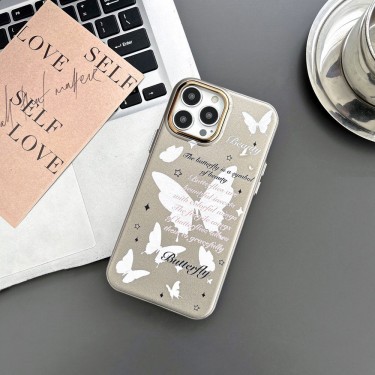 【1422】蝶々、レザー調の模様、質感 ❤️ 可愛い Cute アメリカ ❤️ iPhoneケース