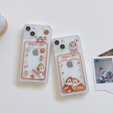 【SN56】チップとデール カードホルダー TPU ❤️ アニメーション  ❤️ かわいい 可愛い ❤️ iPhone14 Pro ❤️ iPhone14 ❤️ iPhone14 Pro Max
