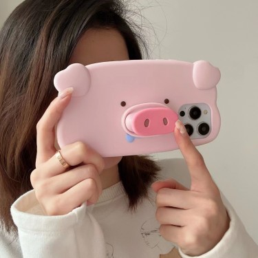 【SU66】豚 ❤️ スマホスタンド ❤️ シリコン ❤️ 可愛い ❤️ スマホケース❤️ iPhoneケース